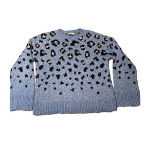 Nine West Women's Sweater Animal Print Blue Black Size Small Soft Cheetah‎
